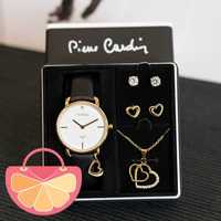 PIERRE CARDIN – Комплект часовник с диамант + колие и обеци нов кутия