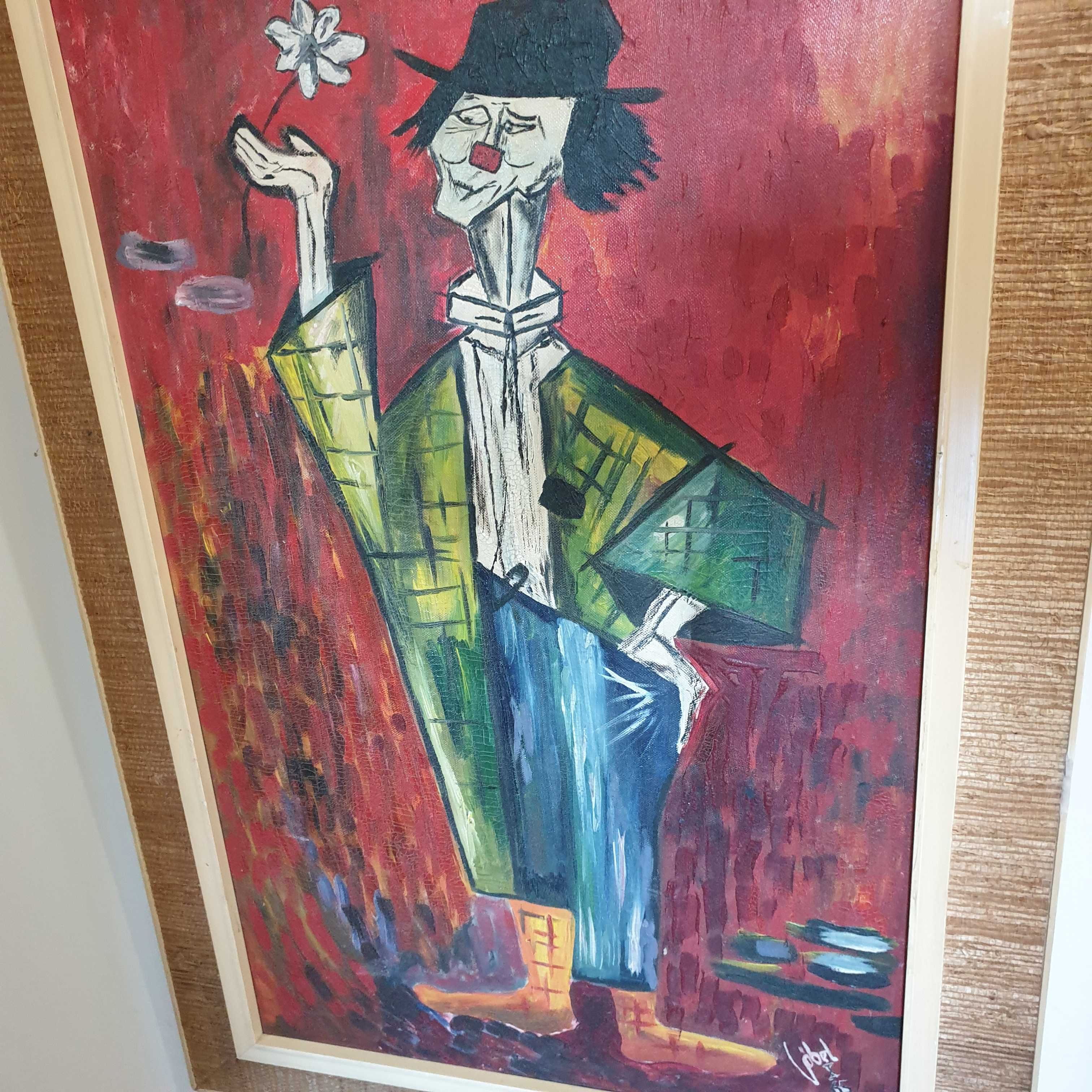 Стара картина на клоун, масло/платно,1965година ,подписана