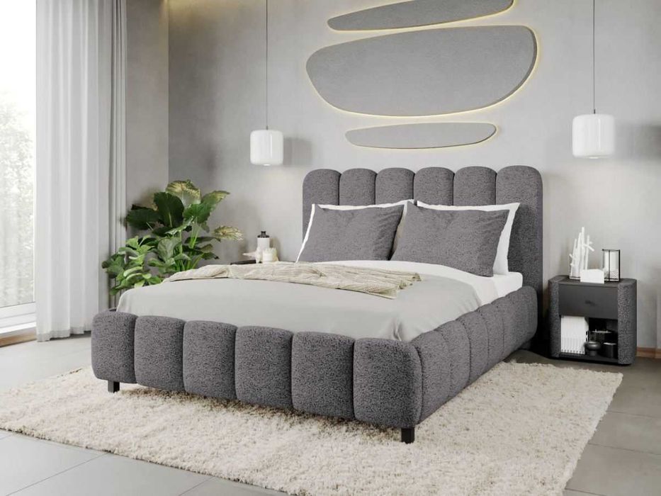 Pat Tapitat Bari Gri Inchis Coral 80 cu somiera rabatabila si lada