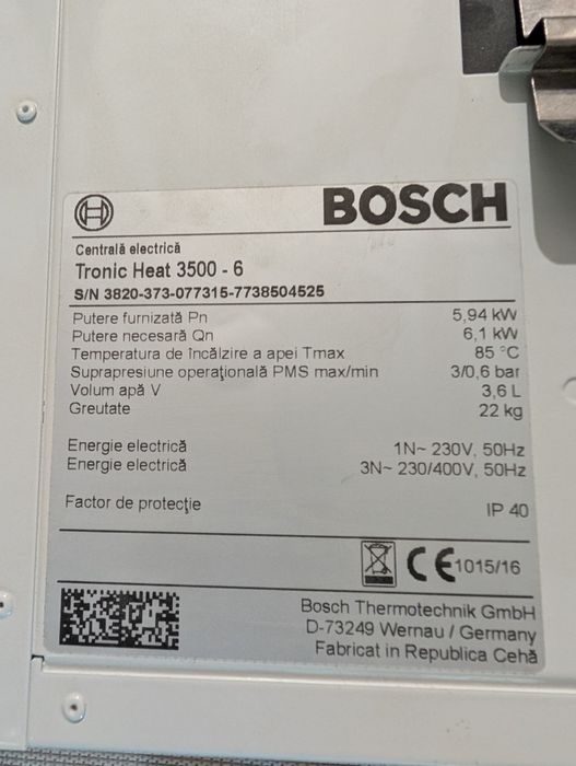 Centrala BOSCH tronic heat 3500 cu garanție