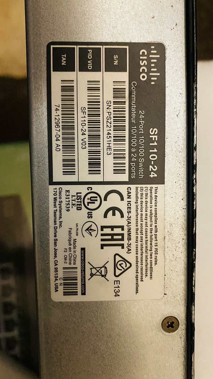 Switch CISCO SF110-24 24 port