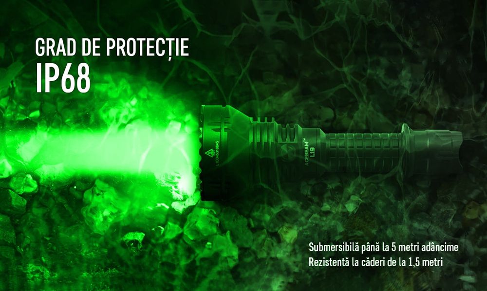 Lanterna profesionala vanatoare Acebeam L19 2.0 Green, 2200 lm, 1520m