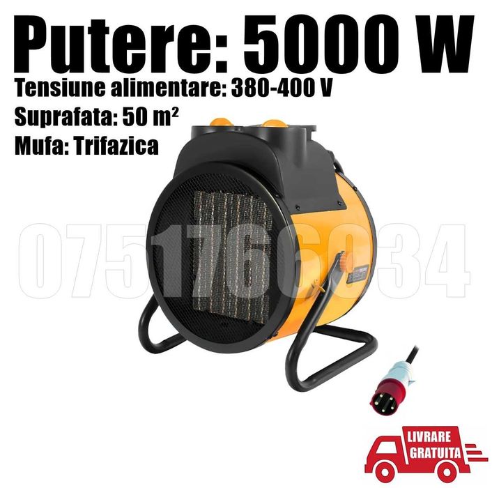 Aeroterma Suflanta Caldura Incalzire Aer Cald 5kw Ceramica 2in1 Indust