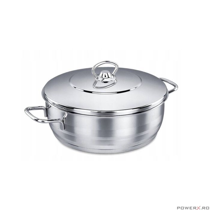 Oala cu capac din inox, 24X6cm 3.6litri, compatibila cu toate tipurile