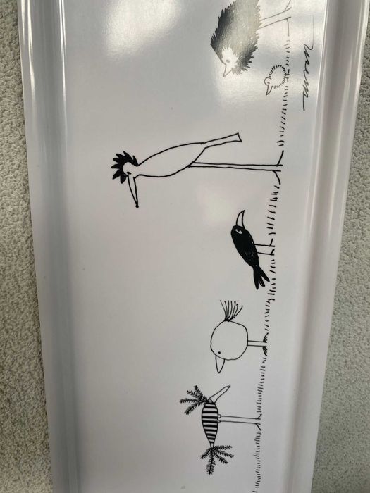 Tava melamina laminata, lucios, alb cu desene, 50x16cm