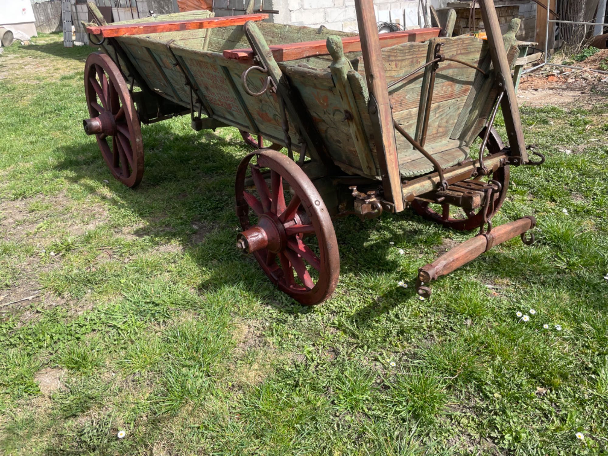 Căruță Rustica 1955 lemn țintuit cu fier , Car.