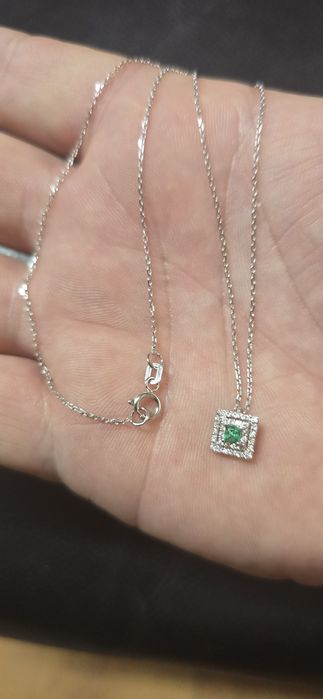 Lant aur 18 k diamante si smarald naturale