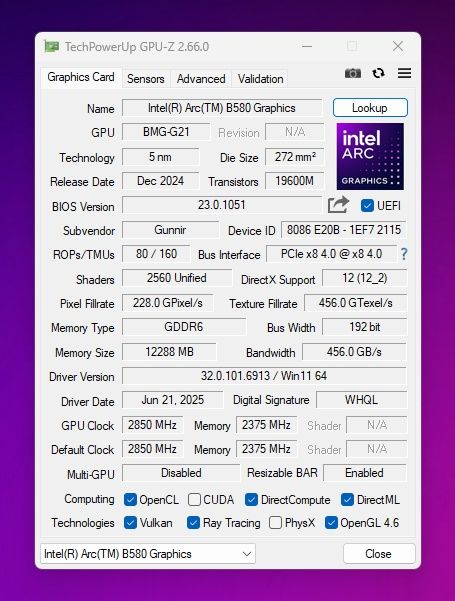 Видеокарта Интел Intel Arc B580 12GB в исполнении Photon от Gunnir