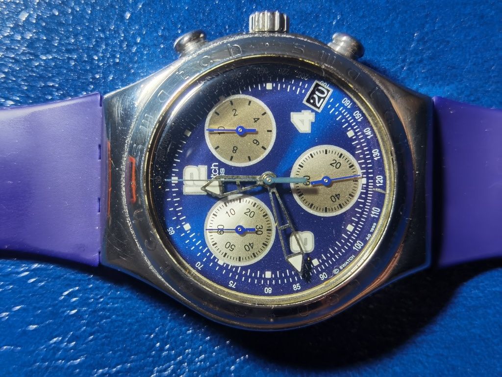 Ceas Swatch Irony Chrono Mesmeric 40mm Chronograph Blue Dial