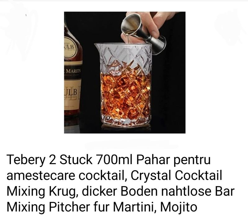 2 buc Pahare Crystal 700 ml pt amestecare COCKTAIL