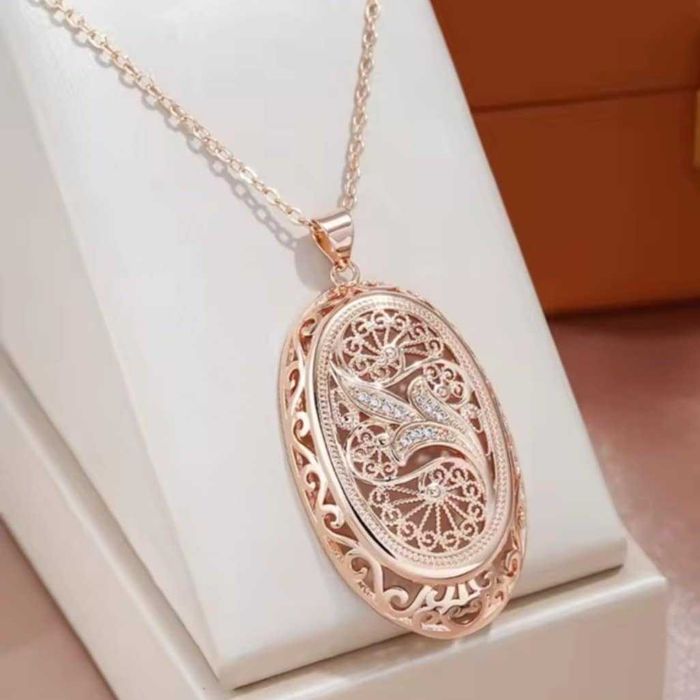 GPP4, set placat aur 14k,nou/marcat, lant+pandantiv mare, filigranat