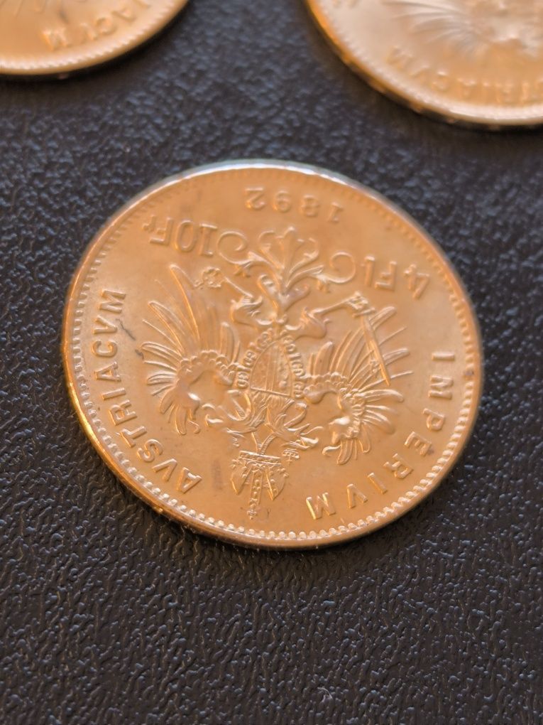 Златна монета 4 флорина/10 франка 1892 год,3.23 гр,900/1000
