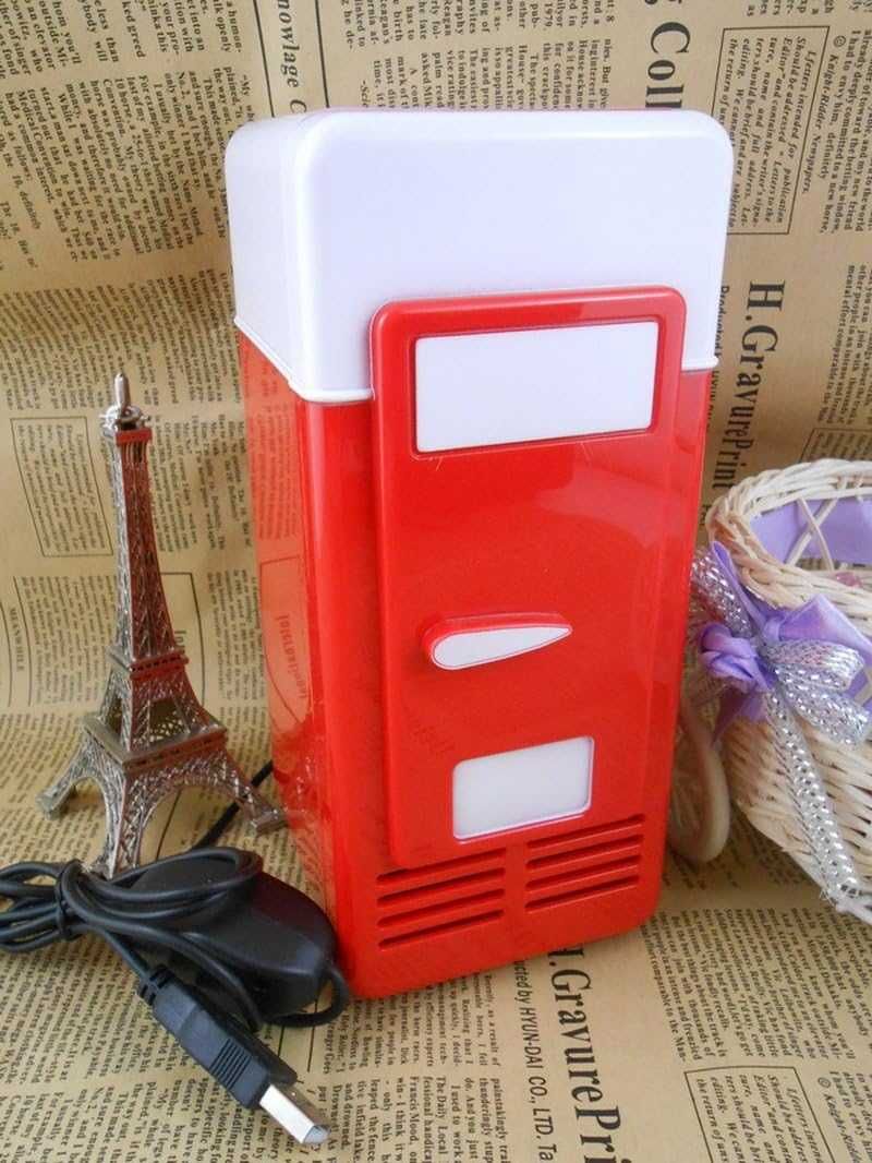 ThreeH  Мини червен USB хладилник