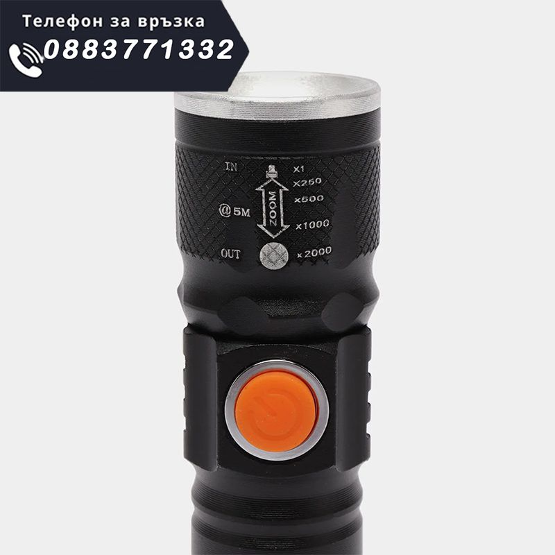 НЕМСКИ Джобно USB фенерче – USB Rechargeable LED Torch + ЛЕД ФЕНЕР