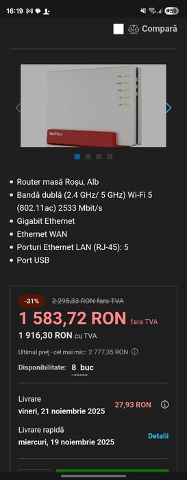 Modem internet Fritz box 7583 nou nefolosit