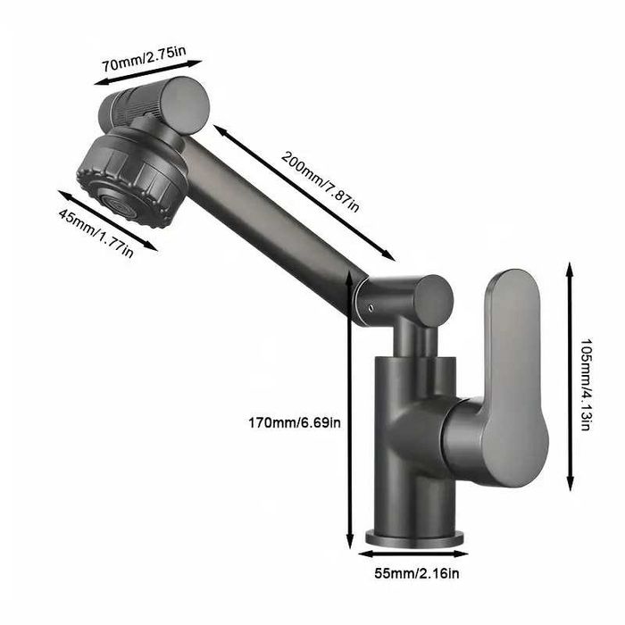 Baterie apa monobloc rotativa 720 grade negru lucios completa
