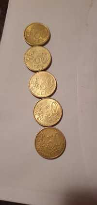 5 Monede 50 euro cenți 2002 de colecție