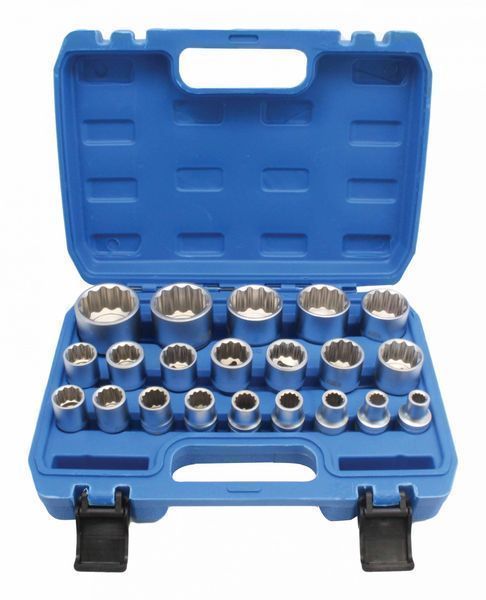 Комплект 21 вложки, дванадесетостен, 12 страни / ъгъла 1/2 8-36 мм