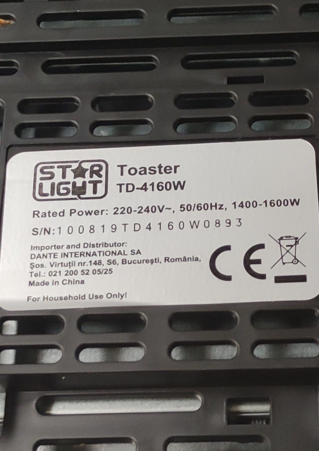 Prăjitor de pâine 4 felii, Toaster