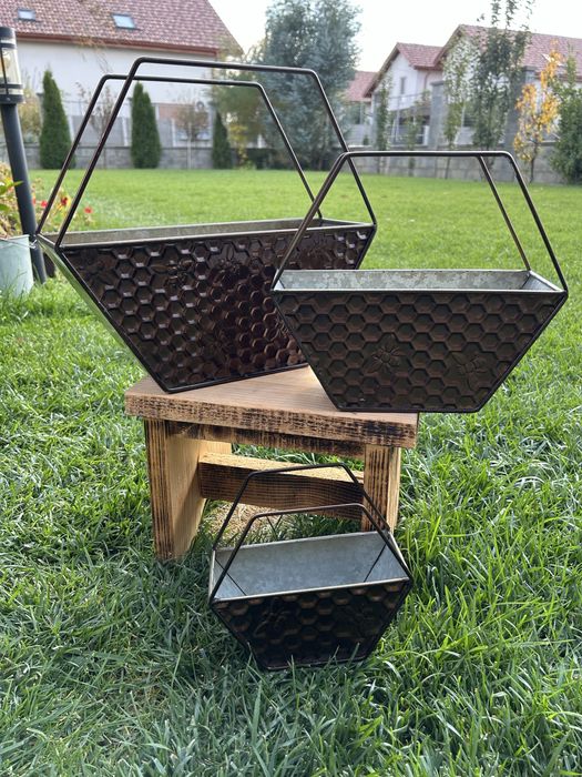 Set 3 jardiniere metalice