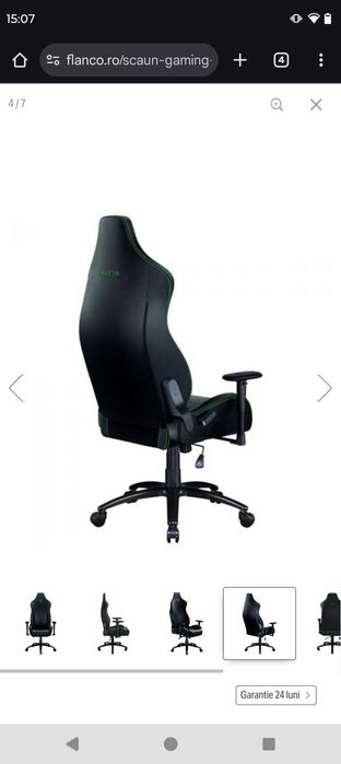 Scaun gaming Razer Iskur X, Marime XL, Negru/Verde