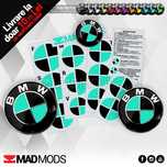 Set Stickere Embleme Negru cu Turcoaz BMW Seria 1 2 3 4 5 6 7 8 X i M