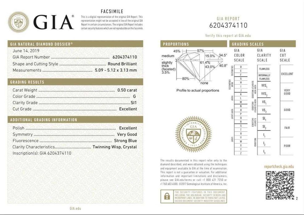 Inel de platina cu diamant natural 0,50 carate