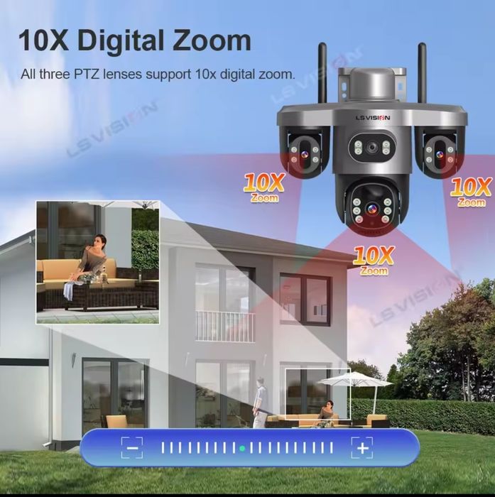 Camera de securitate video LS-Vision tripla cu panou solar SIM Zoom