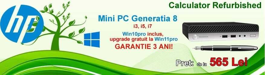 HP ProDesk 400 G4 Mini PC i3-8100T 8-32GB 128-1TB win10 3 ani garant