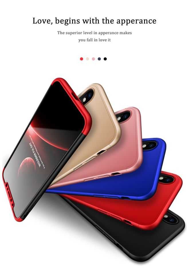 Husa 360° cu capacele pt. iPhone 6 Plus, 7, 7 Plus, 8, 8 Plus , X , XS