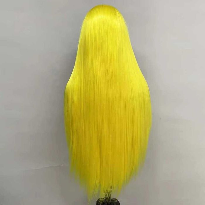 Права жълта перука с дантела лейс фронт
