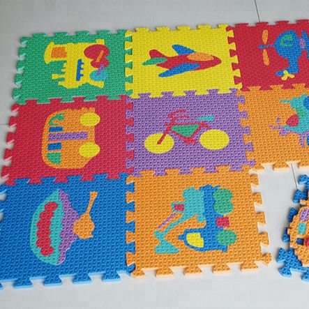 Детски мек пъзел килим за игра с плодове и цифри и колички - 10 плочи