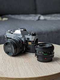 Пленочный фотоаппарат Canon AE-1 и два объектива