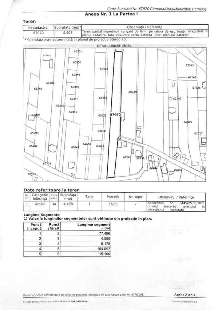 Hemeius, Bacau - Teren intravilan 4408m2, Aleea Coloneilor