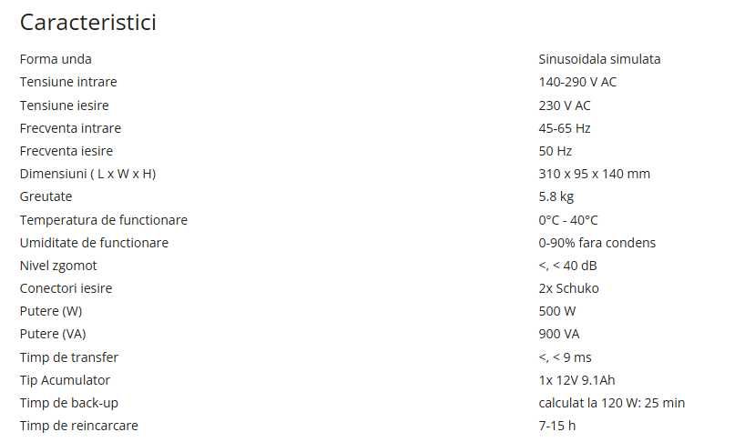 UPS 900VA / 500W cu LCD si 2 prize Line Interactive, TED Electric