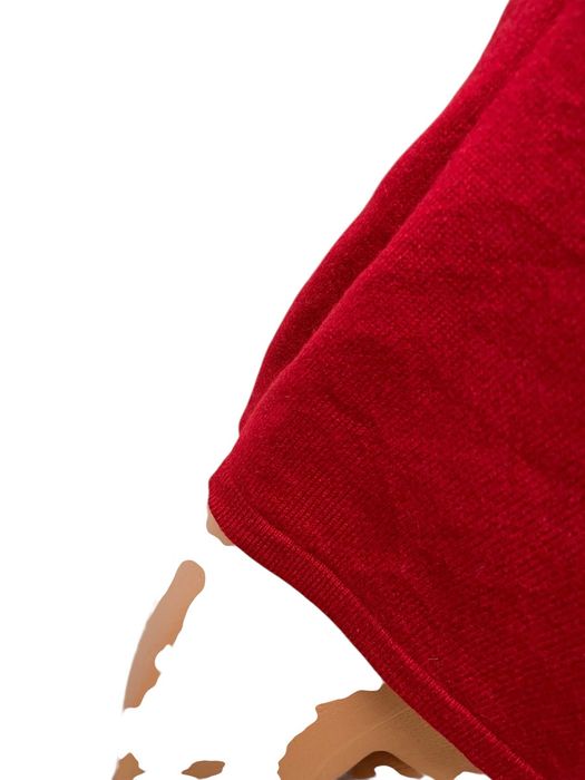 Дамски пуловер размер S КАШМИР и КОПРИНА поло яка червен къс ръкав