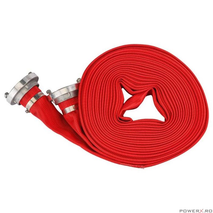 Furtun apa irigatii 2"20 metri, tip pompieri 8 bari, cu cuple, Red
