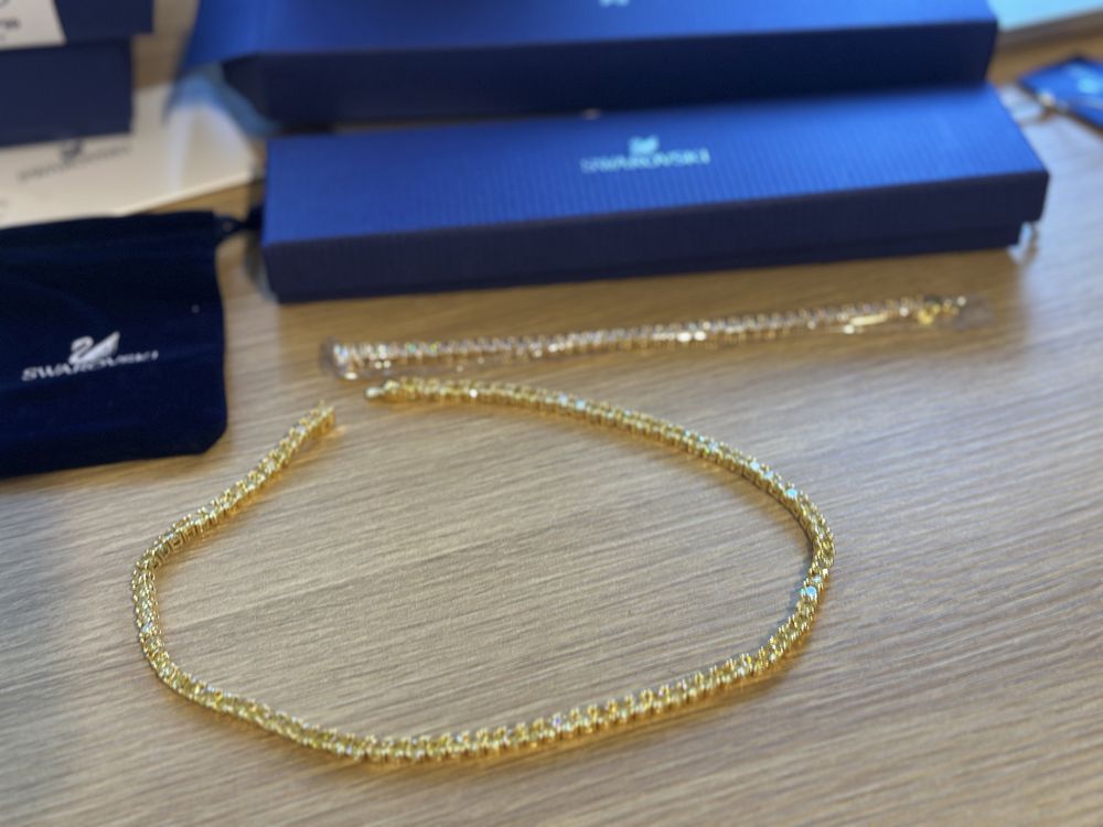Colier Swarovski matrix tennis gold