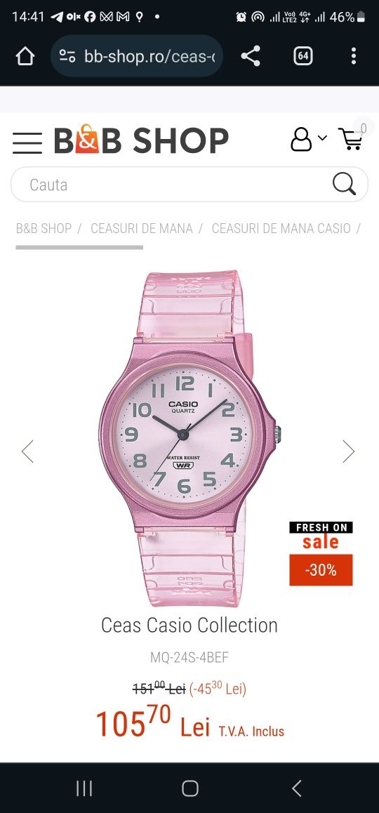 Ceas Casio Collection MQ-24S-4BEF , nou