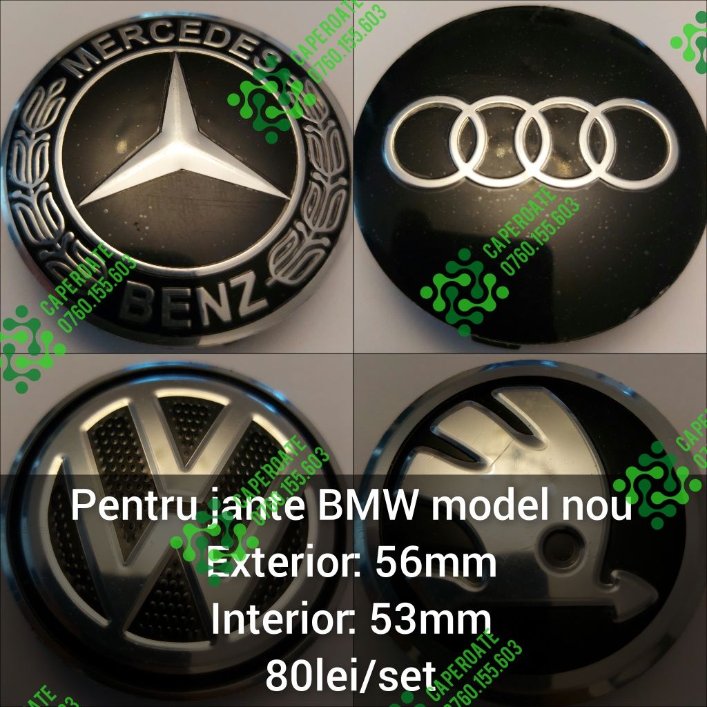 Capace VW Audi Mercedes Skoda pentru jante BMW model nou 56mm / 53mm