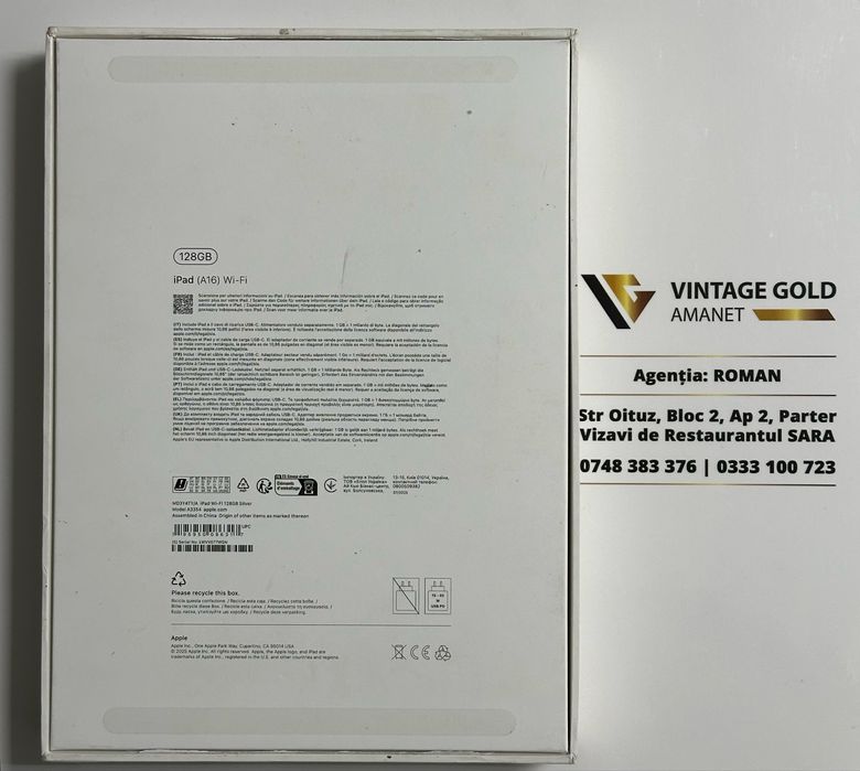 Ipad 11 A16 128 GB Wi-Fi Silver A3354 Amanet Vintagegold Roman