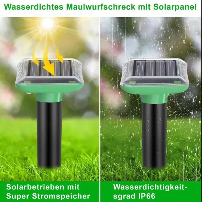 Repelent solar cu ultrasunete pentru cârtițe