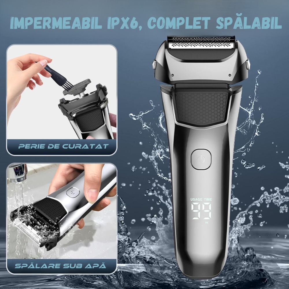 Aparat de Ras Electric Profesional, 8600 RPM, 3 Lame, Trimmer, USB