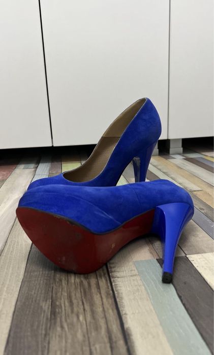 Pantofi cu toc, albastru royal, marime 36