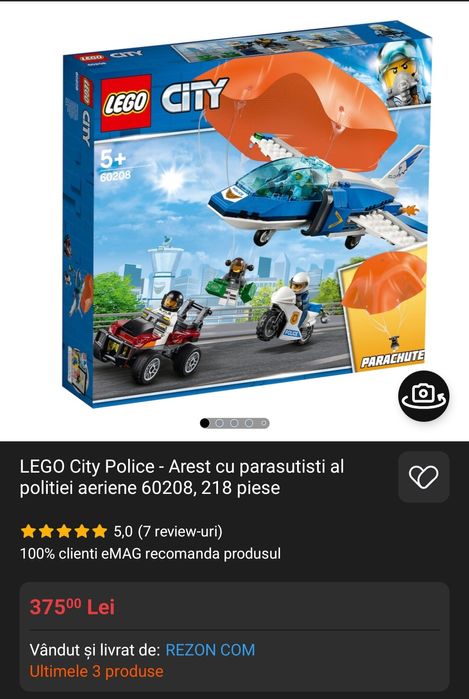 LEGO City Police - Arest cu parasutisti al politiei aeriene 60208