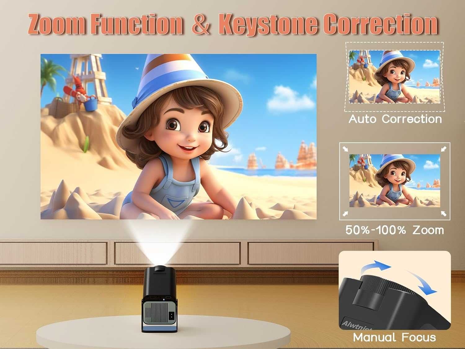 Alwtniet Projector 4K Officially Netflix cu A si android 13