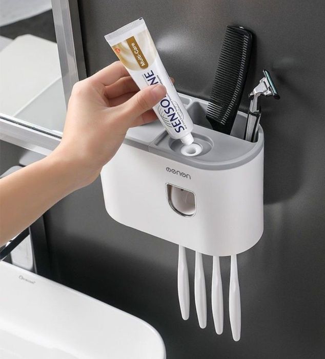 Диспансер для зубной пасты. Органайзер для ванной комнаты. Дозатор .