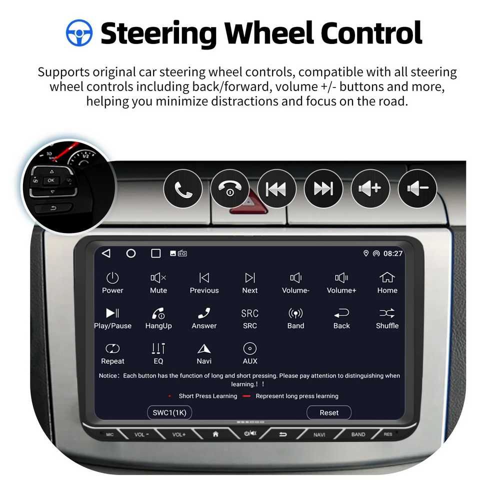 9” 2-DIN мултимедия за Volkswagen-SEAT-Skoda.   64GB ROM, RAM 4GB