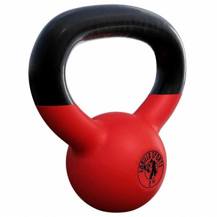 Kettlebell din fontă turnată cu înveliș de cauciuc 2 KG Gorilla Sports