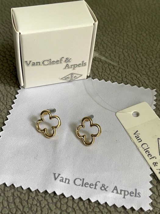 Van Cleef златни обеци неръждаем материал с кутия детелина бижу златни